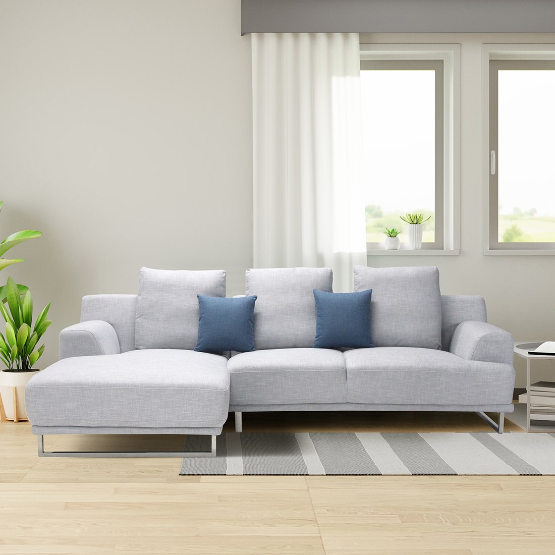 SB Design Square SB FURNITURE โซฟาเข้ามุมซ้าย รุ่น Girly สีเทาอ่อน (272x153x93 ซม.) ราคา 21,900 บาท*ส่งฟรี