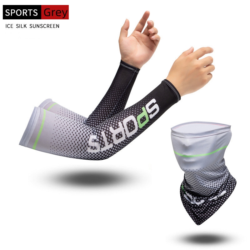 《Dudu shop》 chạy mùa hè Ống Tay Áo Lụa băng làm mát găng tay chống nắng tia UV mặt trời lớp áo bảo vệ chống trượt Nam Nữ Găng tay dài thể thao ngoài trời