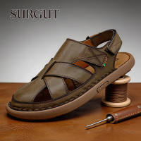 SURGUT Summer Mens Sandals Comfort Upper Breathable Cool Skin-Friendly Thick Sole Design Beach Vacation Plus Size 38-47