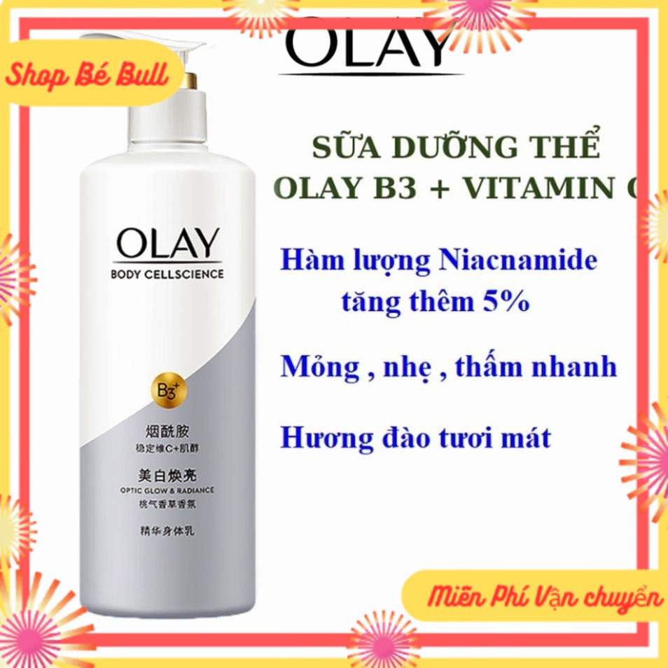 (S- BBull) Sữa Dưỡng Thể Olay B3 - Dưỡng Trắng Da Toàn Thân 250ml dưỡng ẩm mềm mịn , chống lão hóa