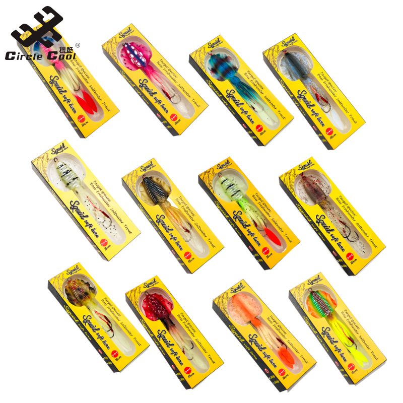 Circle Cool Squid Jigs Simulation 60g Luminous UV Bionic Squid Fishing Lures Swimbait For Saltwater Ocean Fishing 60g ราคา 146 บาท*ส่งฟรี