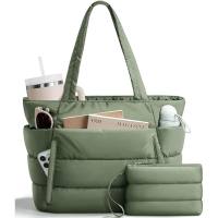 【COD&Ready Stock】Womens Tote Bag Large Capacity Puffy Handbag Versatile Multiple Pockets Water-resistant Casual Commuting Bags for School Travel Gym