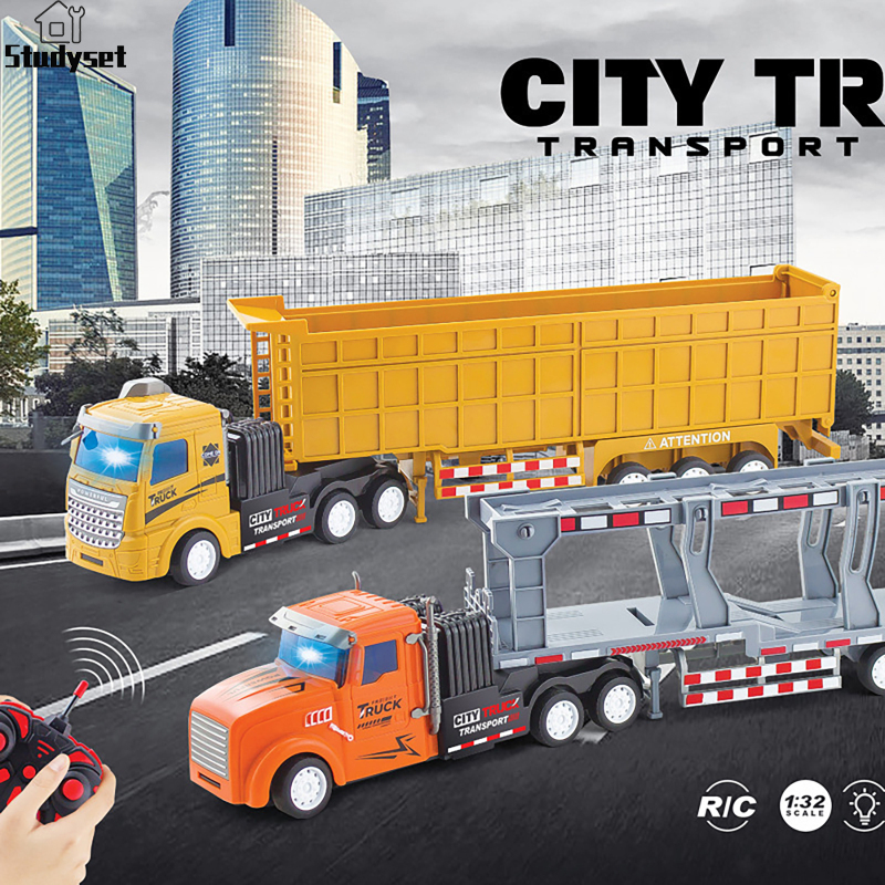 Studyset IN stock RC Dump Truck Engineering Vehicle With Light Flat Head Container Truck Model Toys Birthday Gifts For Boys Girls ราคา 398 บาท*ส่งฟรี