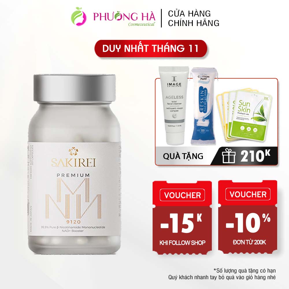 Viên uống Sakirei Premium NMN 9120 - 3000mg NMN độ tinh khiết 99.9%, đảo ngược lão hóa, hỗ trợ sức khỏe - Hộp 30v