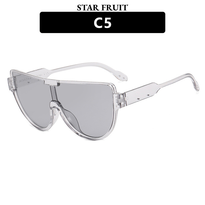 STAR FRUIT⭐ Fashion Oversized Aviator Sunglasses for Women, Stylish Face Shield Design, UV400 Protection, Trendy Streetwear Look ราคา 29 บาท*ส่งฟรี