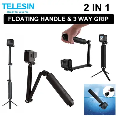 TELESIN Waterproof 3 Way Selfie Floating Hand Grip Selfie Stick Monopod Pole Tripod for GoPro or Action Camera