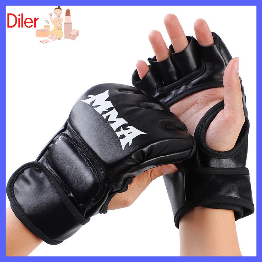 DILER PU Găng tay đấm bốc Nửa ngón tay Chống mài mòn Găng tay đấm Bền Luyện Tập Karate Muay Thái Găng tay tập luyện Dành cho Nam Nữ