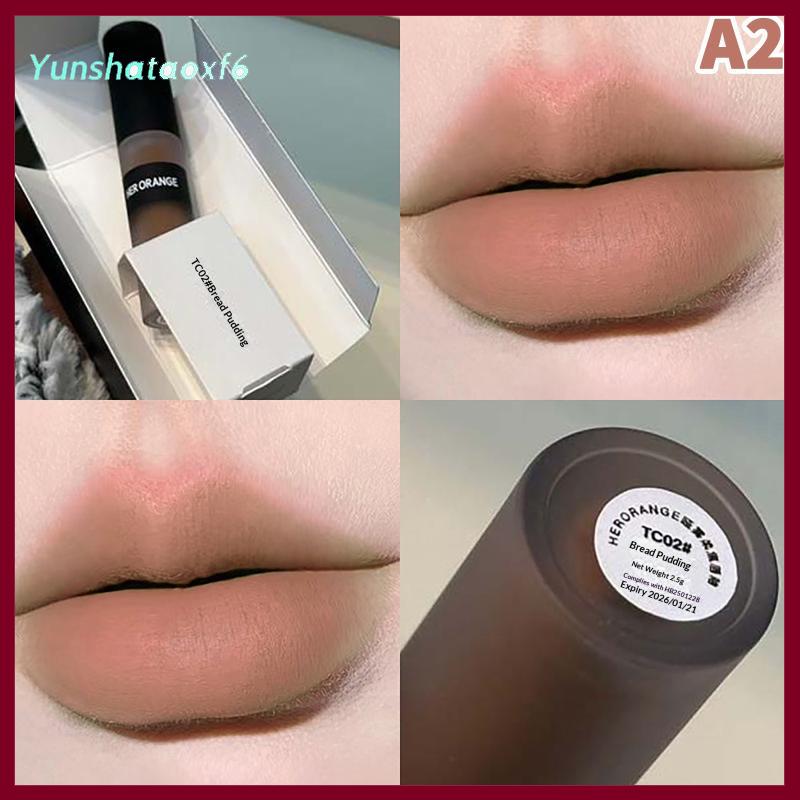 yunshataoxf Herorange môi men không thấm nước mờ Son môi nhung son bóng không khô Nude môi Nâu Tint bùn trang điểm mỹ phẩm - 6