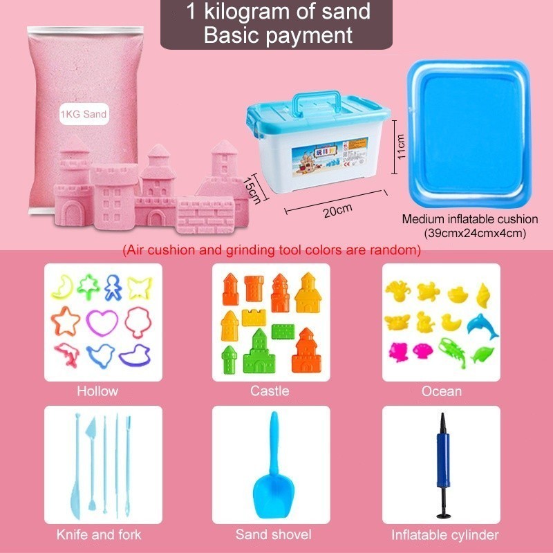 Child Kinetic Sand Play Set 1KG Motion Space Play Sand with Pool Safe Ultra Light Clay Castle Toys