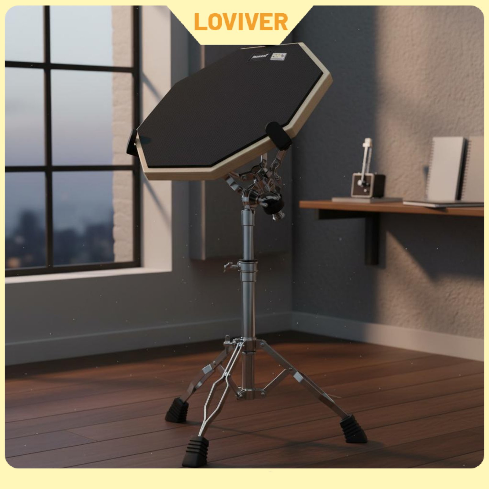LOVIVER Noise Reducing 12 Inch Drum Practice Pad Set Good Rebound 12 Inch Drum Practice Pad Wear-Resistant Percussion Accessory Long-Lasting Surface for Apartment ราคา 2,857 บาท*ส่งฟรี