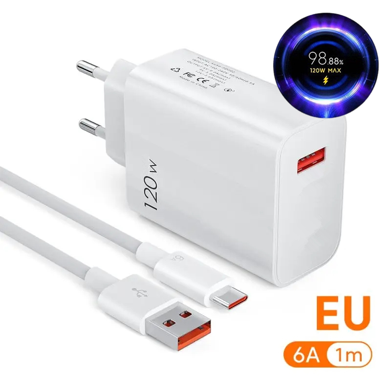 Original 120W 67W 6A Super Fast Charger For Xiaomi 14 13 Ultra 12S 12 Redmi Note 13 Pro K70 K60 POCO