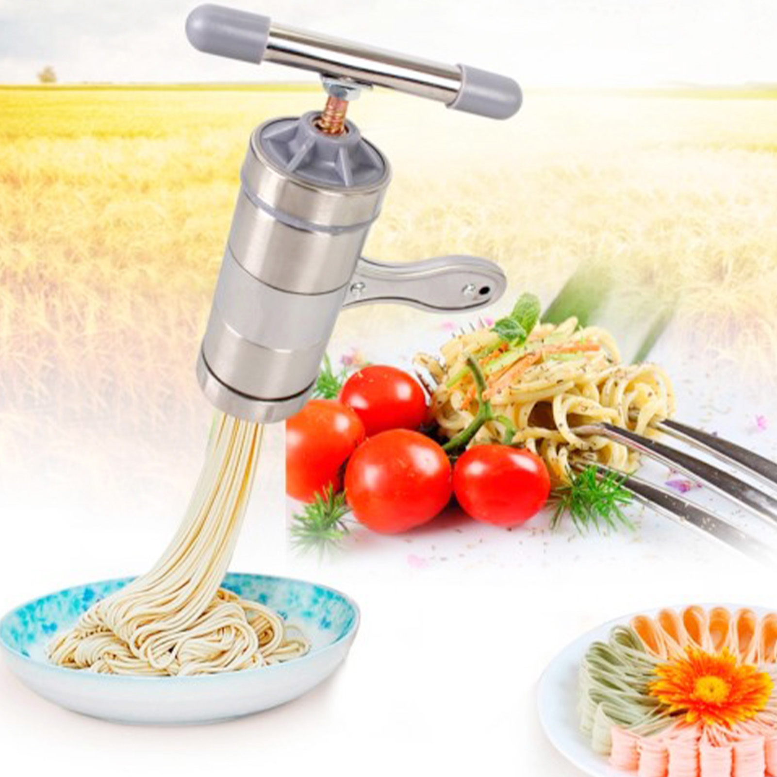 Mày làm sợi mì hộ gia đình mì máy ép tay quay Mày làm sợi mì spaghetti làm công cụ Hướng dẫn sử dụng máy làm mì ống dụng cụ làm mì ống Pasta Báo Chí với 5 định hình mì chết cho nhà bếp