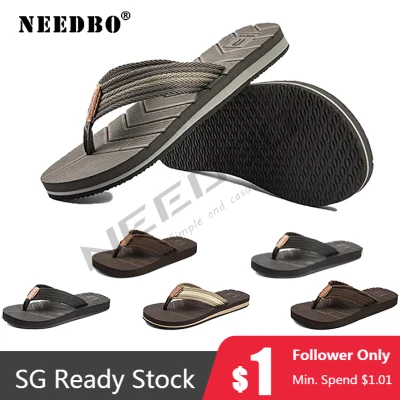 [Singapore Seller] NeedBo Summer Men Flip Flops Slippers for Men Non-Slip Outdoor Beach Slides Plus Size