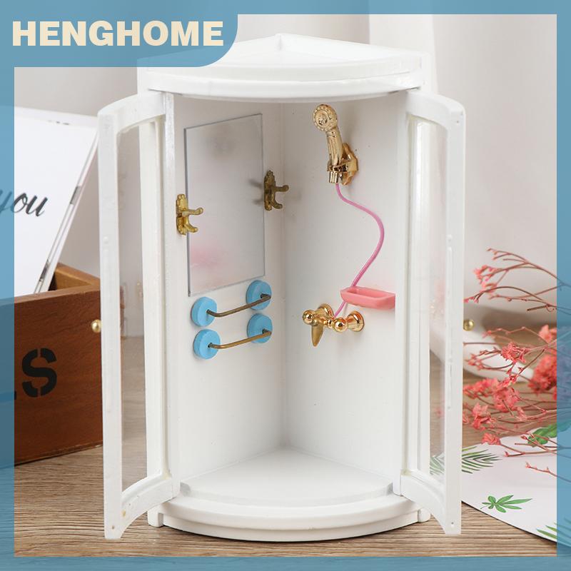 HENGHOME Đồ nội thất thu nhỏ Nhà búp bê 1:12 phòng tắm bằng gỗ phòng tắm