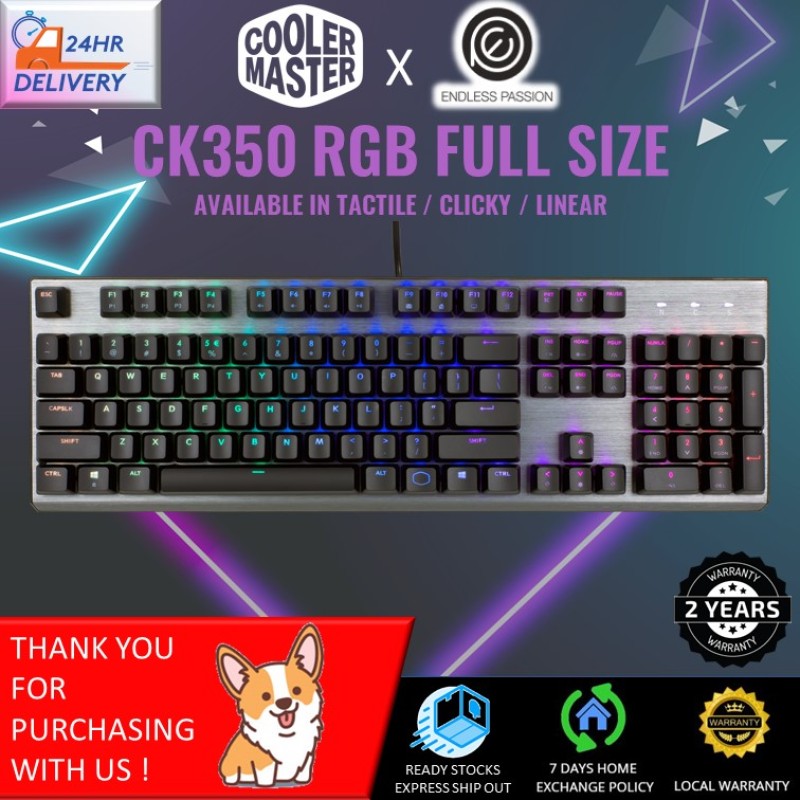 Cooler Master CK350 RGB Mechanical Gaming Keyboard with Brushed Aluminum Design (Full Layout / 108 Keys) Singapore