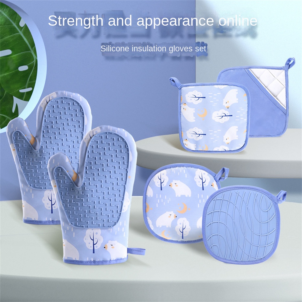 Costel Silicone và bông găng tay lò đốt găng tay chống, hai lớp găng tay chịu nhiệt găng tay lò nướng lò vi sóng, nhà bếp nướng và thịt nướng găng tay cách nhiệt