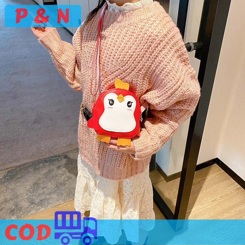 P&N Dễ Thương Động Vật Chim Cánh Cụt Hình Dạng Vai Túi Trẻ Em Cô Gái Crossbody Túi PU Da Túi Xách Nhỏ Túi Messenger Túi