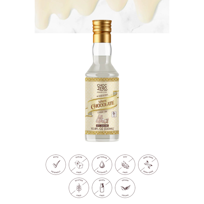 SỐT SOCOLA TRẮNG ChocZero White Chocolate Coffee Syrup, KHÔNG ĐƯỜNG MÍA, 320ml SẢN PHẨM RẤT ĐƯỢC ƯA CHUỘNG TRÊN THỊ TRƯỜNG KHÁCH YÊU TRẢI NGHIỆM THỬ NHÉ SẢN PHẨM TỐT, MONG ĐƯỢC ỦNG HỘ VÀ ĐÁNH GIÁ