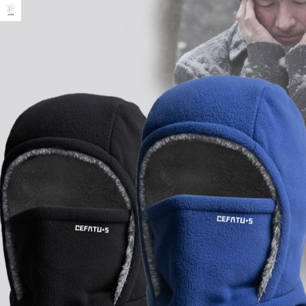 YOCKY Lông cừu Mũ đi xe đạp Balaclava Nhiệt Chống lạnh Mũ chống gió trượt tuyết Bảo vệ cổ Chống gió Mũ và mũ ấm Mùa đông
