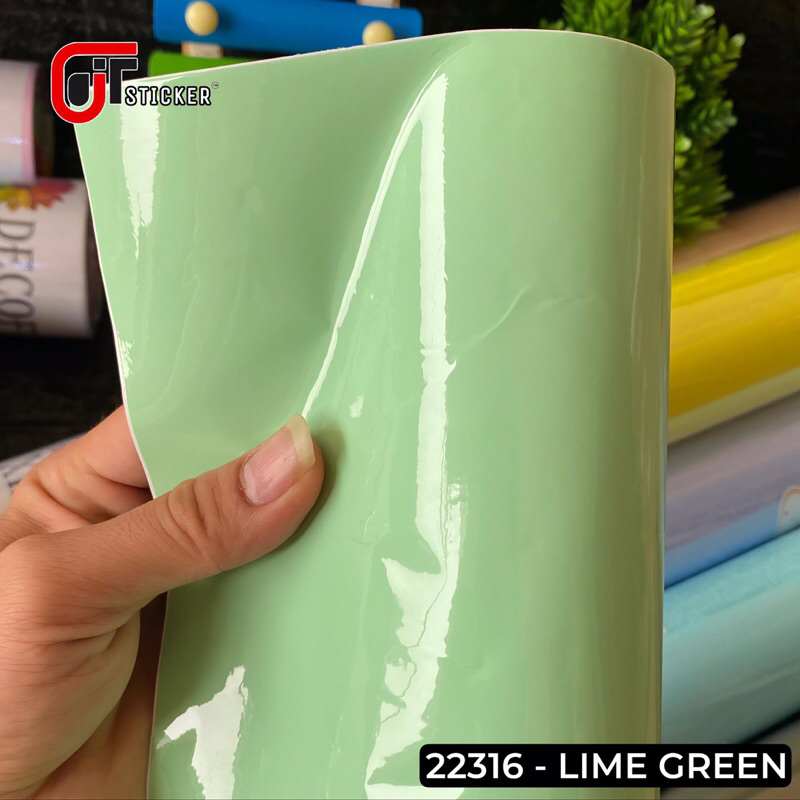 Skotlet lime green pastel glossy sticker scotlite hijau matcha hijau sage pastel premium color vinyl Harga 12,780 rupiah*Gratis Ongkir