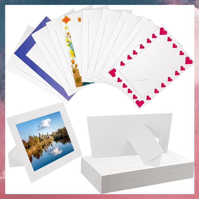 (RNDO) 30 Pack Photo Frames Paper Picture Frames Standing White Cardboard Photo Frames for 4 X 6Inch