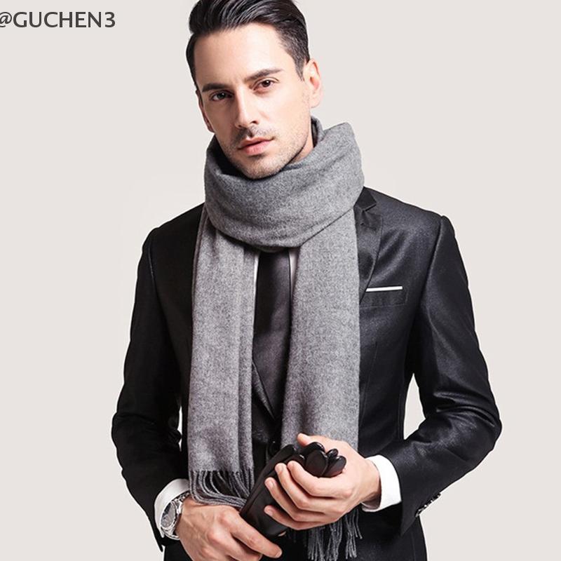 GUCHEN3🦋 Khăn choàng len mùa đông mềm mại ấm áp Cashmere khăn choàng tua rua dài dày khăn ấm thời trang màu rắn phụ nữ người đàn ông khăn