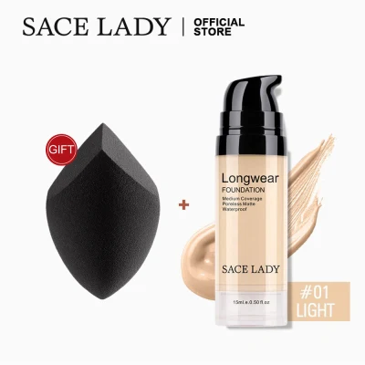 Buy 1 Get 1 Gift SACE LADY Foundation Cream Makeup Matte Finish Base Make Up Oil-control Liquid Cosmetic