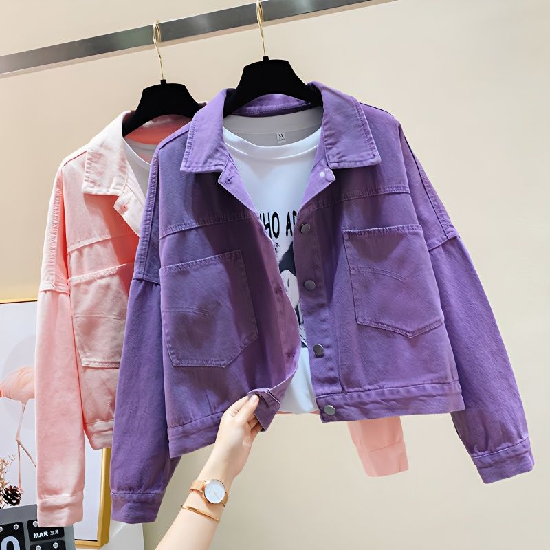 Purple denim hot sale jacket womens