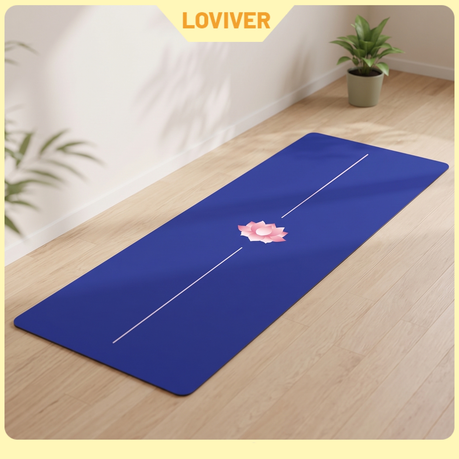 LOVIVER Non-Slip Fitness Mat with Alignment Lines Natural Rubber Fitness Mat Cushioned Wide for Stretching ราคา 11,078 บาท*ส่งฟรี