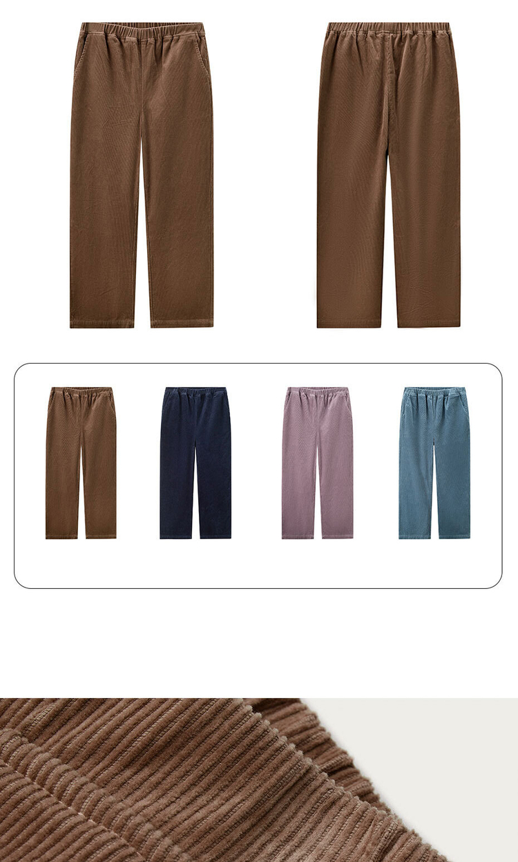 Giordano Beau Monde Women Elastic waist wide leg cotton corduroy pants Free Shipping 13412773 · v3