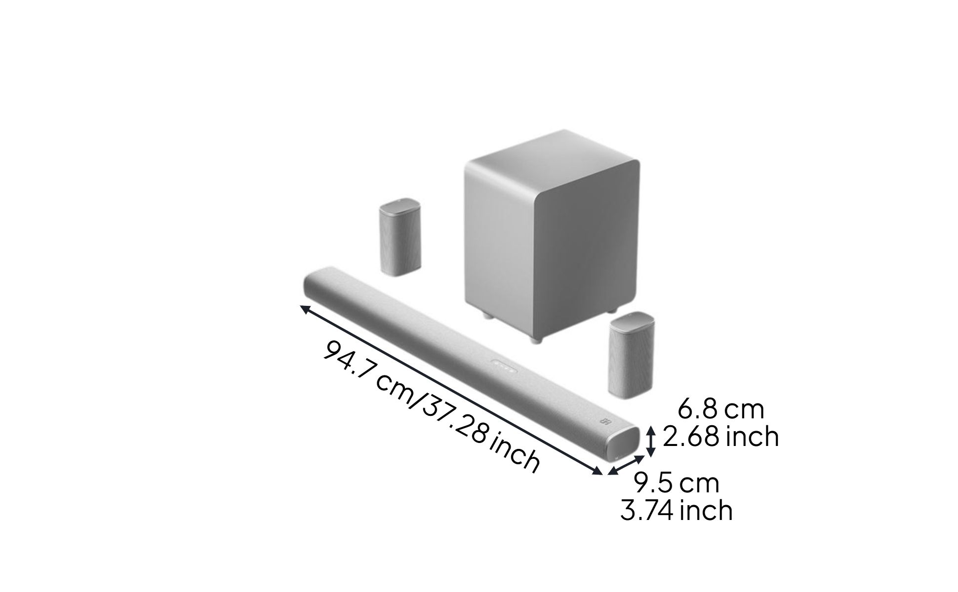 Soundbar, Dolby Surround 5.1.2 immersive audio system, cordless Subwoofer, audio streaming speaker for home theater, TV, living room