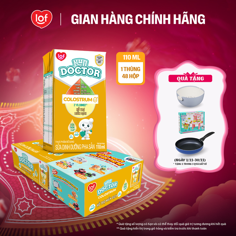Sữa dinh dưỡng pha sẵn KUN DOCTOR COLOSTRUM Hỗ Trợ Miễn Dịch thùng 48 hộp x 110ml