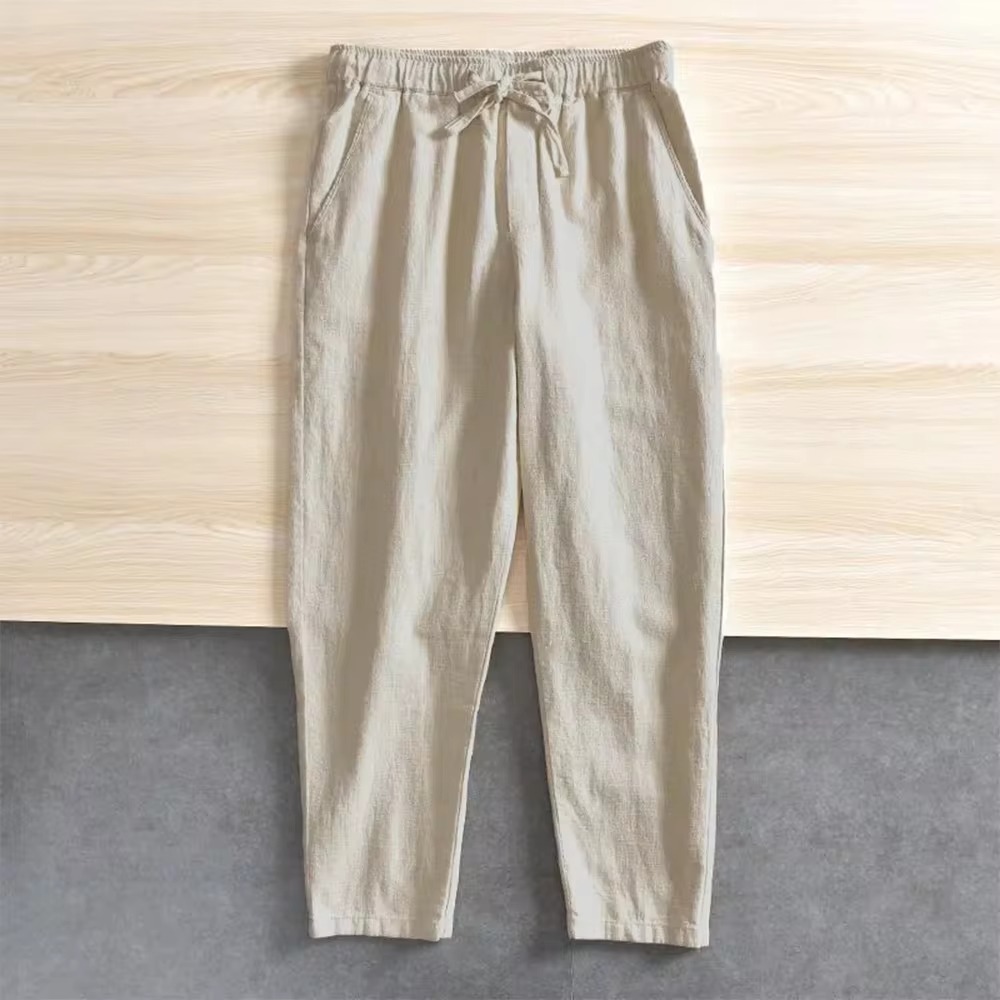 Mens Casual Pants Baggy Streetwear Men Joggers Cotton Linen Sports Trousers Long Straight Pants for 