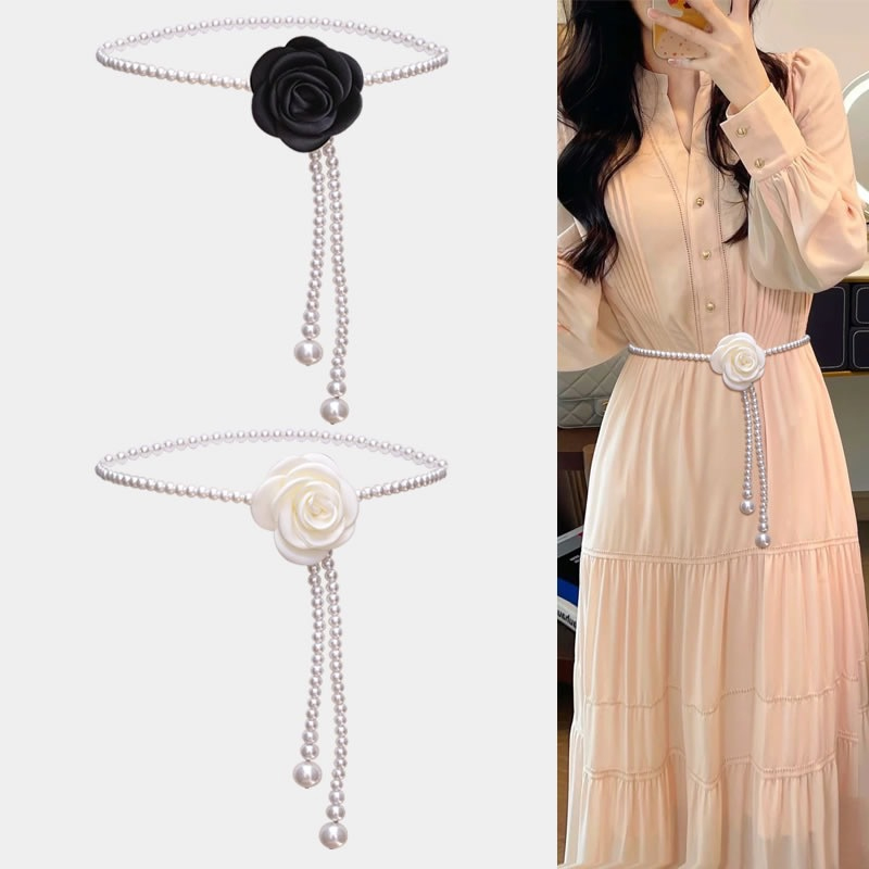 AHOURR เดรสตกแต่งเสื้อเข็มขัดอเนกประสงค์ประดับมุกดอกไม้ระดับไฮเอนด์ ราคา  63 บาท*ส่งฟรี