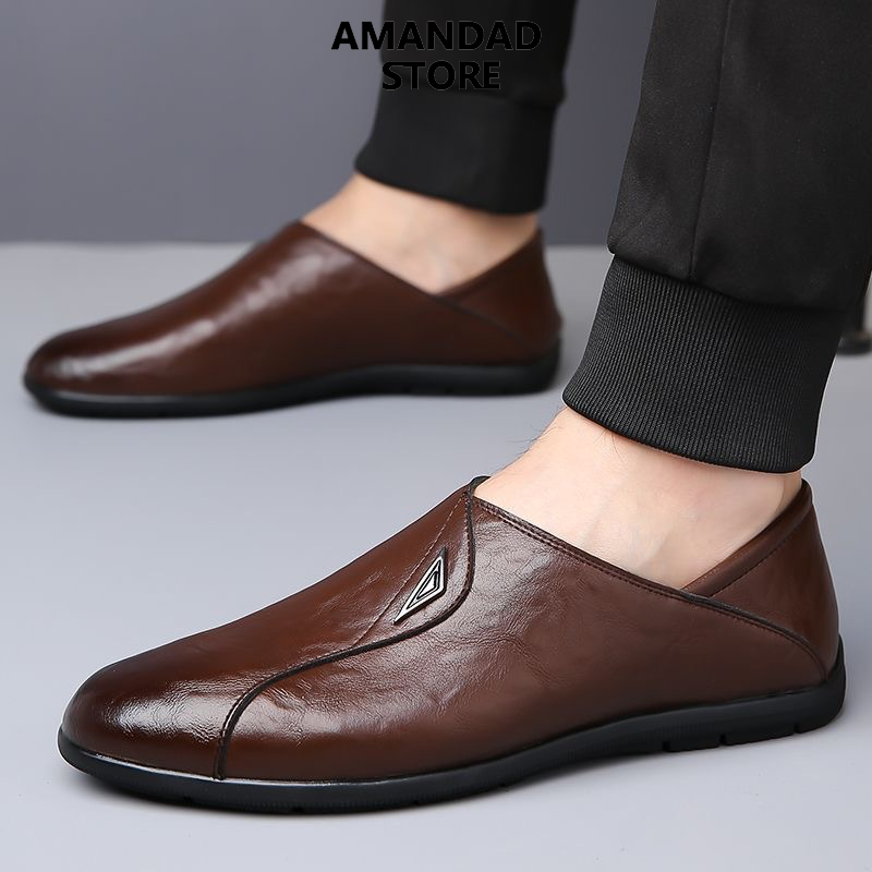 Qiaoyuluo Giày lười giày da mang lại sự thoải mái một bàn đạp cho nam đế mềm giày hai mục đích công sở thiết kế thời trang