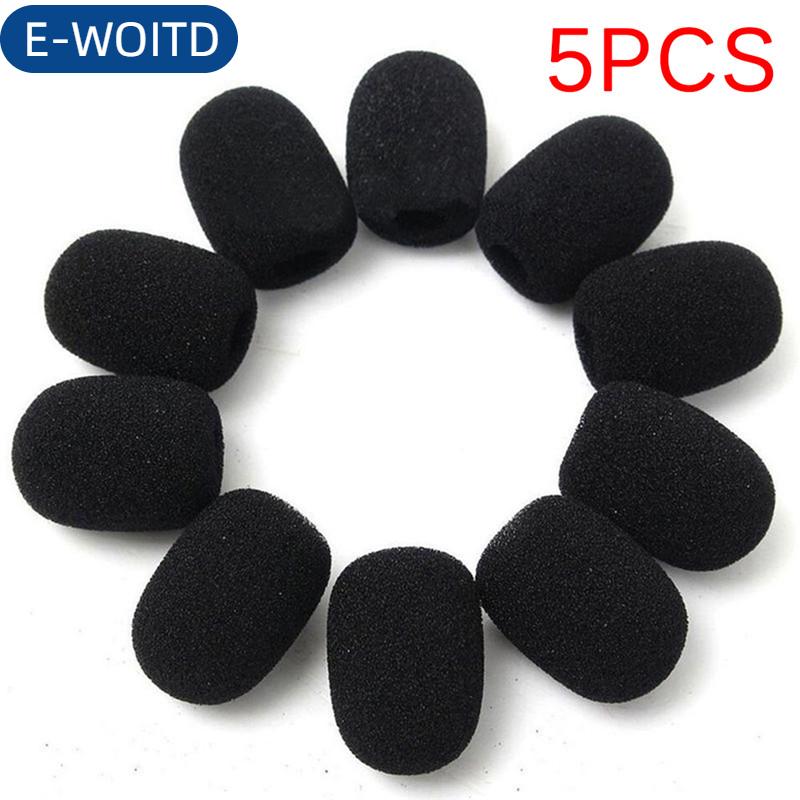 E-WOITD 5pcs Microphone Tai nghe nướng kính chắn gió bọt xốp Đen mic Bìa
