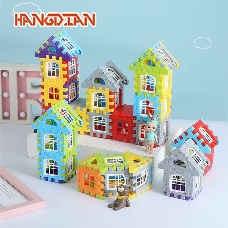 HANGDIAN Large Building Blocks Set for Kids Creative House Construction Toy ราคา 78 บาท*ส่งฟรี