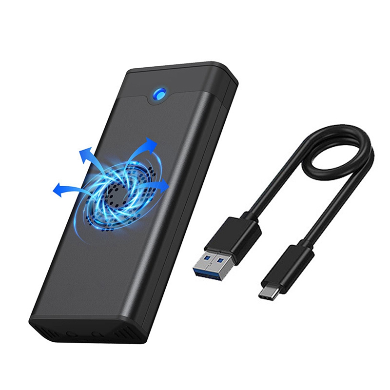M.2 NVME NGFF Dual Protocol External SSD Enclosure Adapter with Cooling Fan 10Gbps Type-C 3.1 SSD Box for 2230