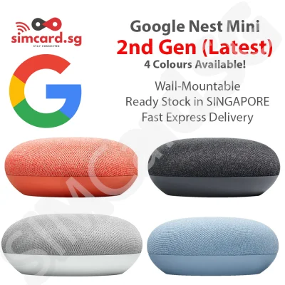 Google Nest Mini 2nd Generation Home Mini - SG Set with Safety Mark / US Set - Charcoal Black, Chalk White, Campari Red, Sky Blue - Smart Bluetooth Speaker with Google Assistant - GA00781-US GA00781-SG GA00638-US GA00638-SG GA01140-US GA01141-US