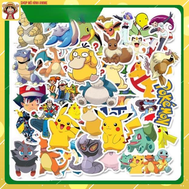 Sticker Pokemon Pikachu Dán Nón Bảo Hiêm Điện Thoại Laptop Chống Nước Chống Bay Màu