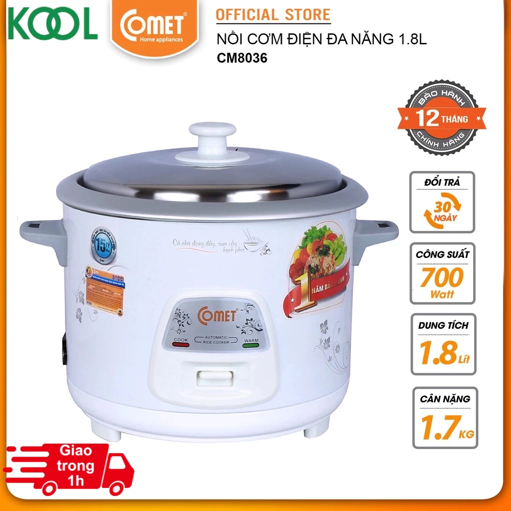 Nồi cơm điện nắp rời 1.8l comet - cm8036