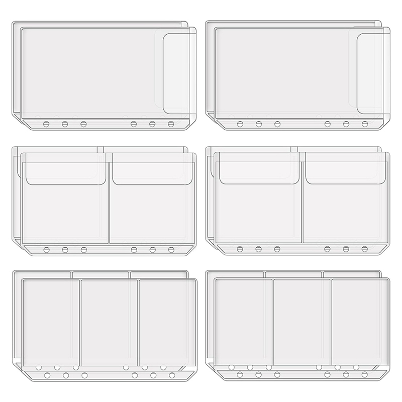 12 Pcs A6 Binder Pockets Cash Envelopes Clear Folder Organizer Photocard Sleeve Sheets for Credit Business Card Money Easy Install Easy to Use