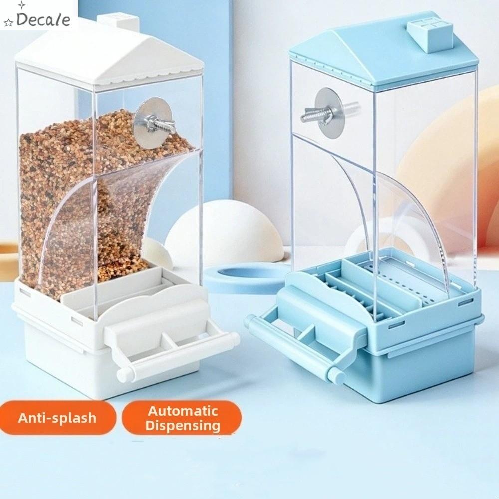 DECALE Dung lượng lớn Máy cho chim ăn tự động Trong suốt Treo Máy cấp thức ăn cho chim Phụ Kiện Cho Chim có chân đế Dụng cụ cho chim vẹt ăn Lồng nuôi thú cưng