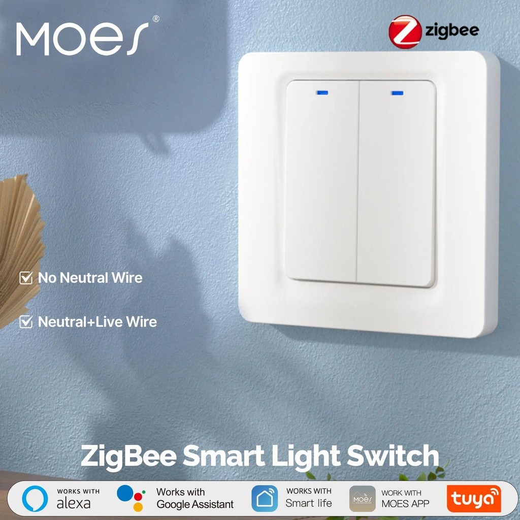 （ผลิตภัณฑ์ใหม่）MOES Tuya ZigBee สวิตช์ไฟอัจฉริยะสายเป็นกลางเสริมแม่เหล็ก Latching รีเลย์ App รีโมทคอนโทรลทํางานร่วมกับ Alexa Google Home ราคา 461 บาท*ส่งฟรี