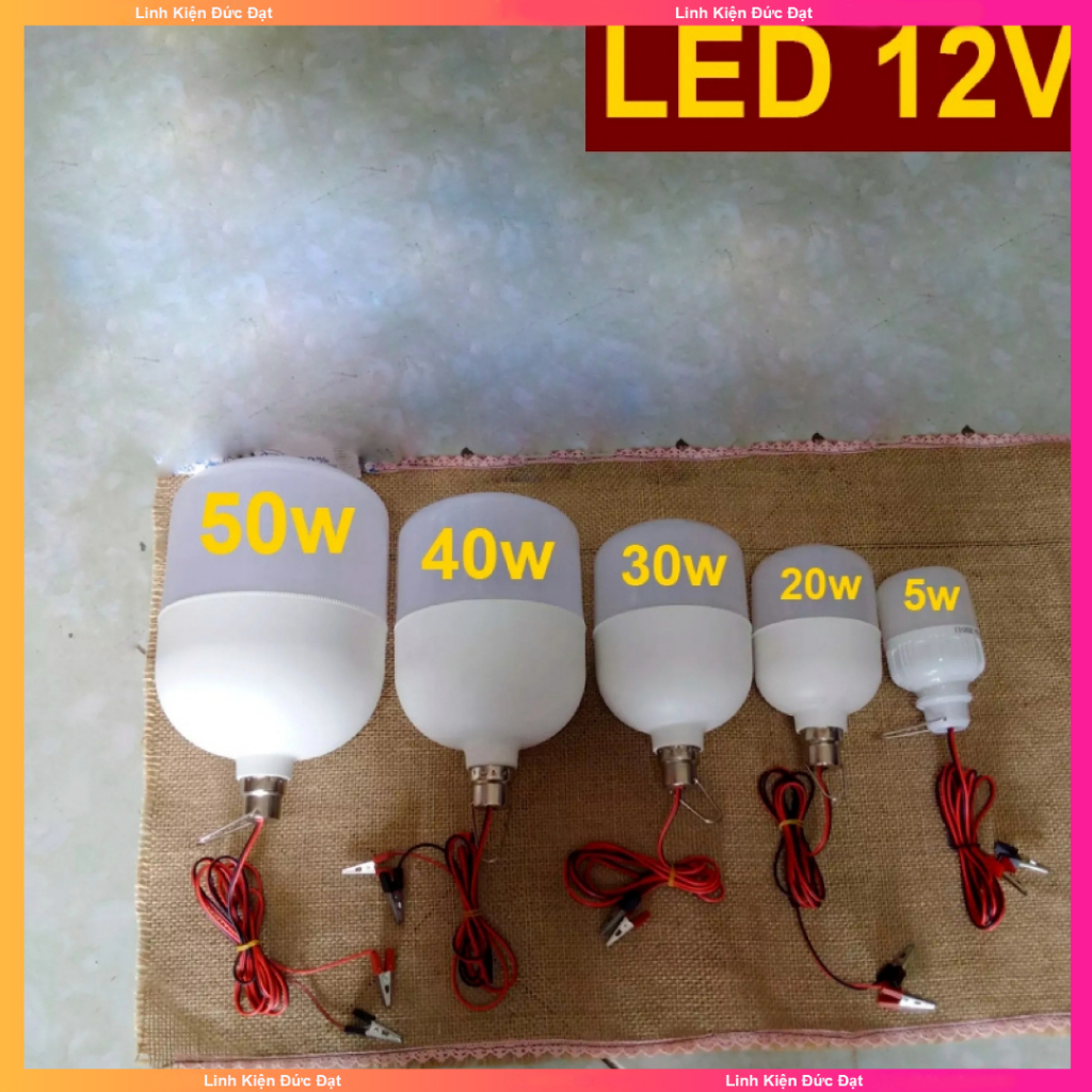  Bóng đèn LED 12v kẹp bình ắc quy 5W 20W ,30W  ,40w  ,50w Loại Tốt  BH 12 Tháng  