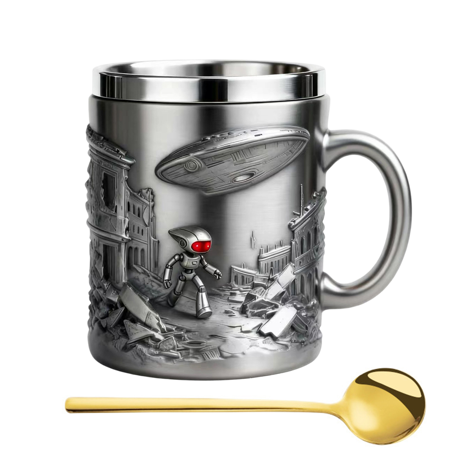 Reader Gift Mug Book Lover Mug 3d Hand-painted Book Mug with Stainless Steel Interior – Microwave Dishwasher Safe Literary Coffee Cup Unique Gift for Book Lovers Writers Librarians - 3