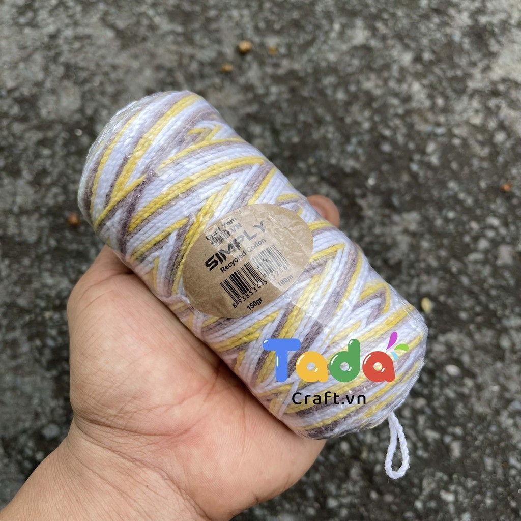Sợi Simply Recycled Cotton màu loang - Cuộn 150g Craft Yarn