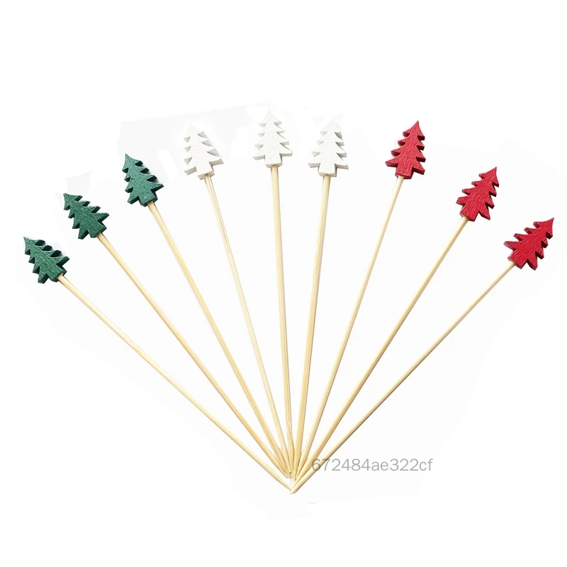 50/100 PCS Christmas Fruit Picks Disposable Dessert Food Picker with Snowflakes/Xmas Tree Decor Seasonal Party Supplies GG-TH ราคา 34 บาท*ส่งฟรี