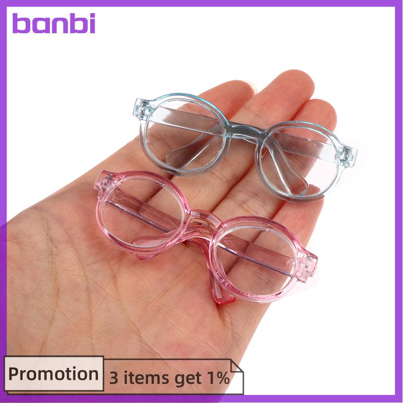 banbi Phụ kiện kính búp bê vải nhung lông gọng tròn 6.5/9.5cm Kính mắt trong suốt