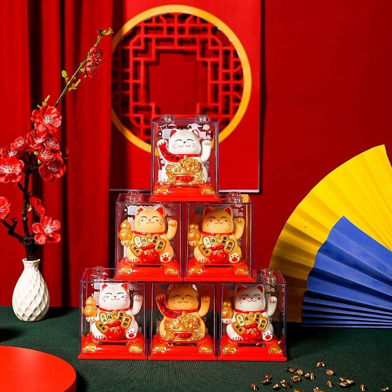 Bầu Mới năng lượng mặt trời Tay kèn chú mèo may mắn trang trí ô tô trang trí nội thất gia đình Quà Tặng thủ công